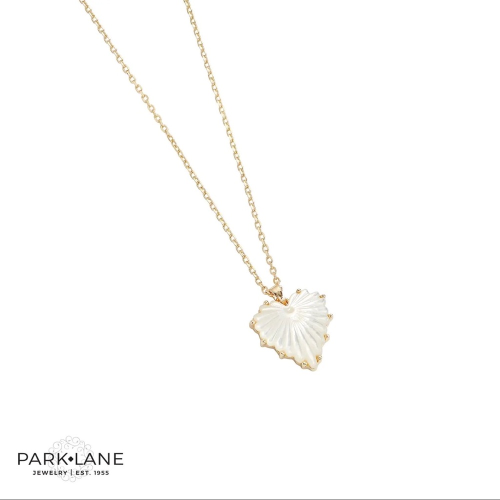 Park Lane Buttercream Gold Necklace with White Heart Pendant